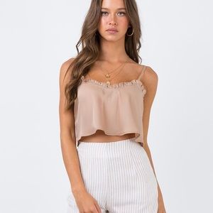 PRINCESS POLLY LEVI CROP TOP BEIGE
